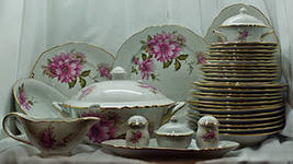 033801 Сервиз столовый 35пр. Граненый, разд.1117, Астры,