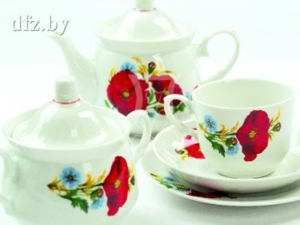 82995 Сервиз чайный 14пр.кирмаш,бл.150мм,1с, Маки красные